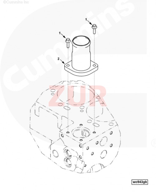 Патрубок входной водяной L (OEM) (О-) 3944429